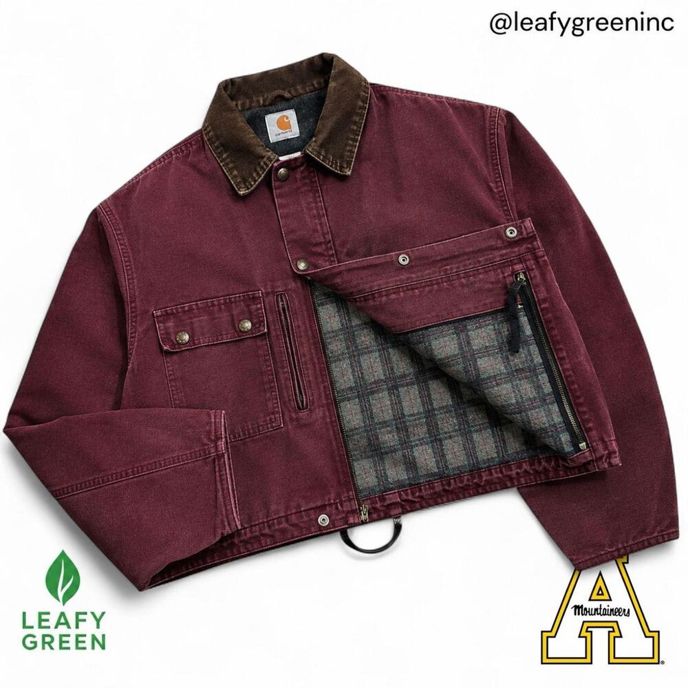Carhartt Crop Detroit Trucker Jacket Crimson Red Blanket Lined Boxy us sz M